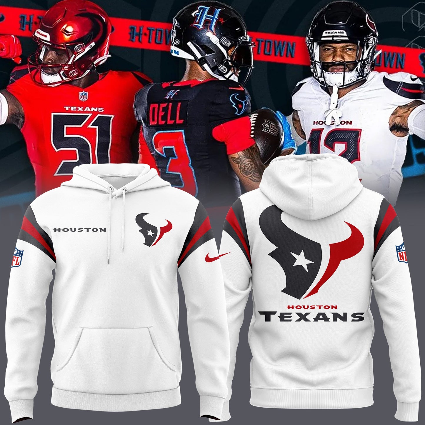 Houston Texans New Personalized Football Hoodie Style Jersey AZBTJSHD000052