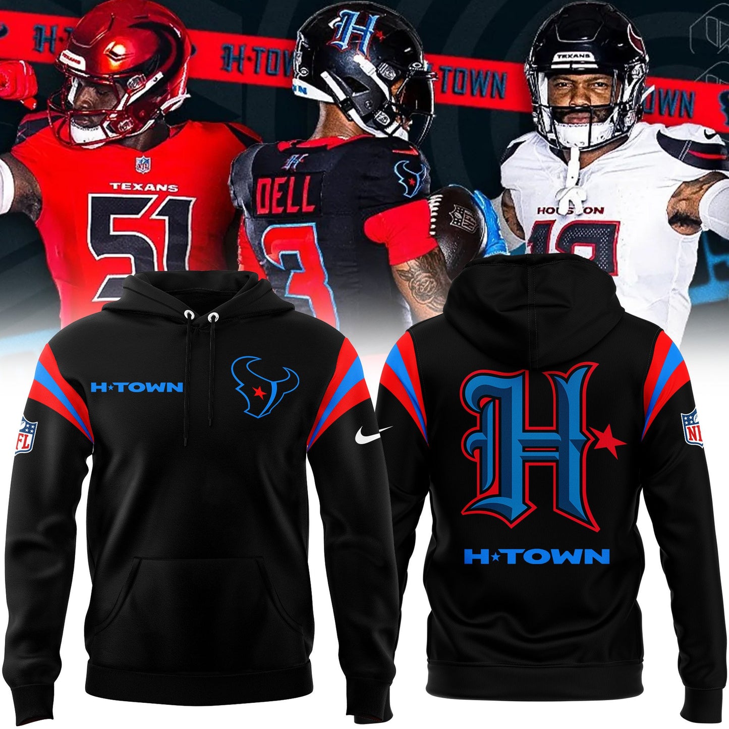 Houston Texans New Personalized Football Hoodie Style Jersey AZBTJSHD000053