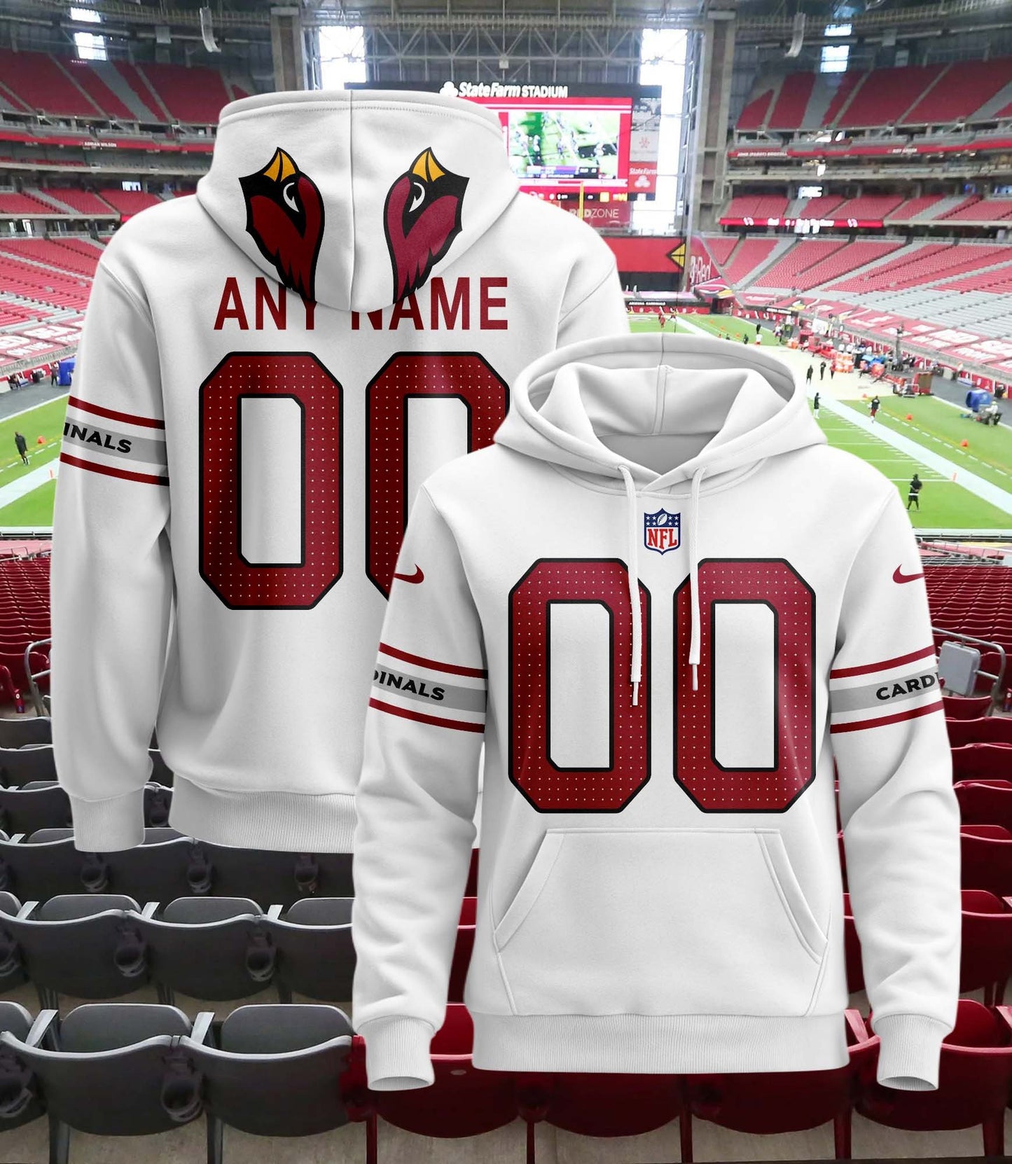 Arizona Cardinals New Personalized Football Hoodie Style Jersey AZBTJSHD000047