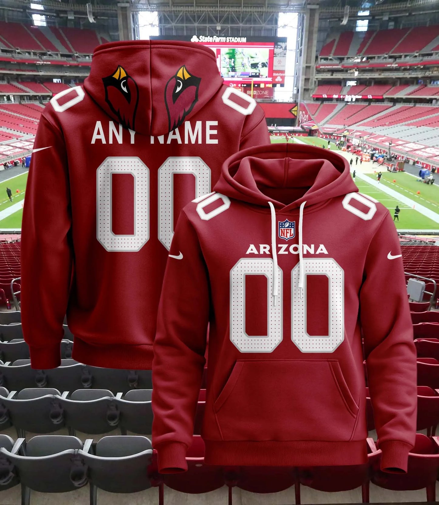 Arizona Cardinals New Personalized Football Hoodie Style Jersey AZBTJSHD000045