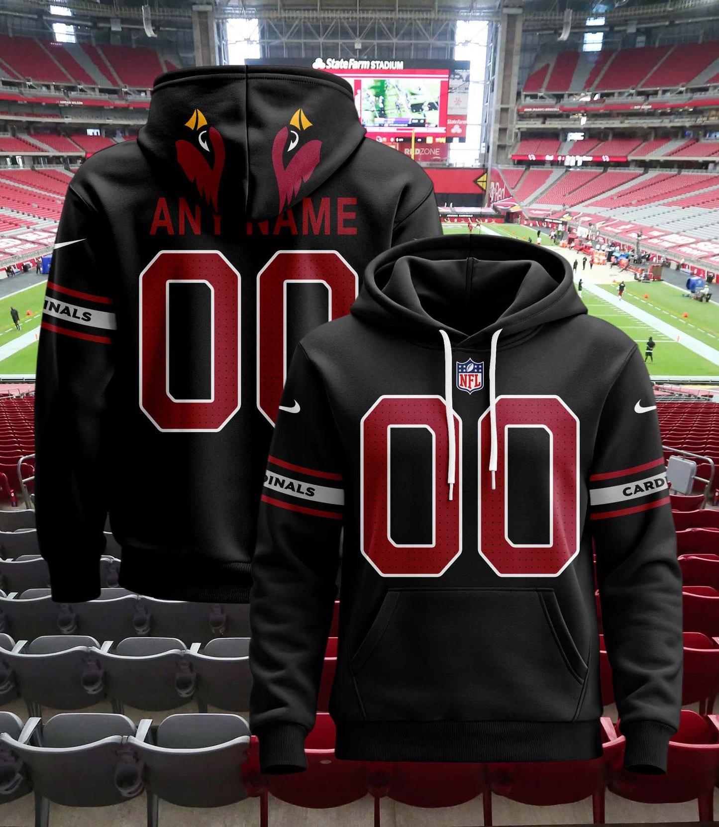 Arizona Cardinals New Personalized Football Hoodie Style Jersey AZBTJSHD000046