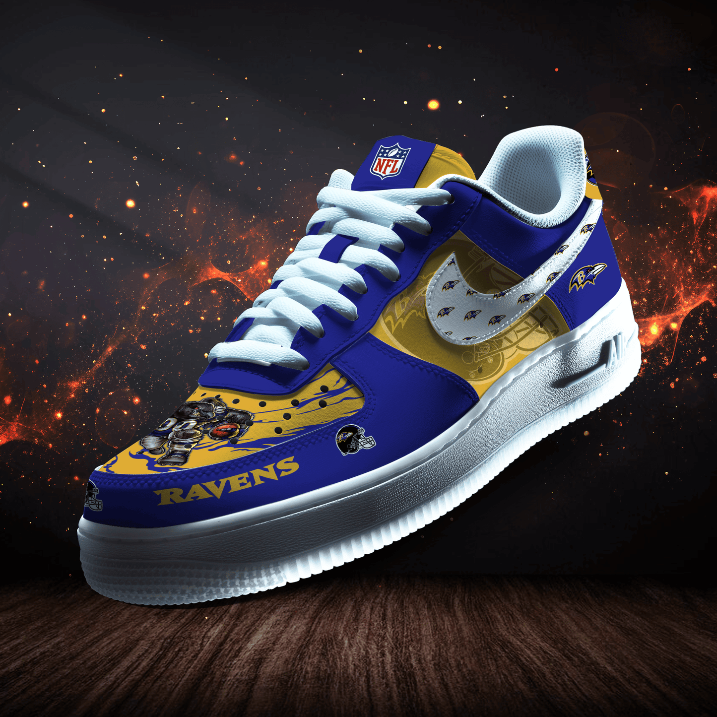 Baltimore Ravens Personalized AF1-1 Logo Pattern Sneakers   AZBTAF1000378