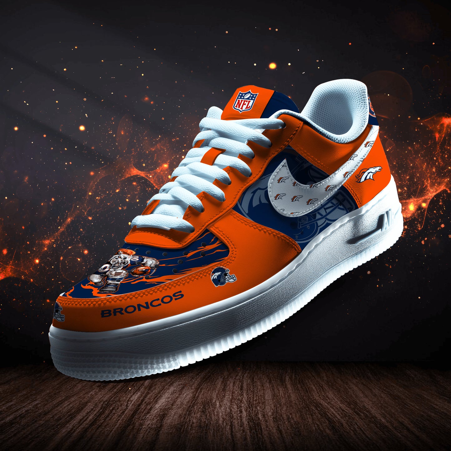 Denver Broncos Personalized AF1-1 Logo Pattern Sneakers   AZBTAF1000383