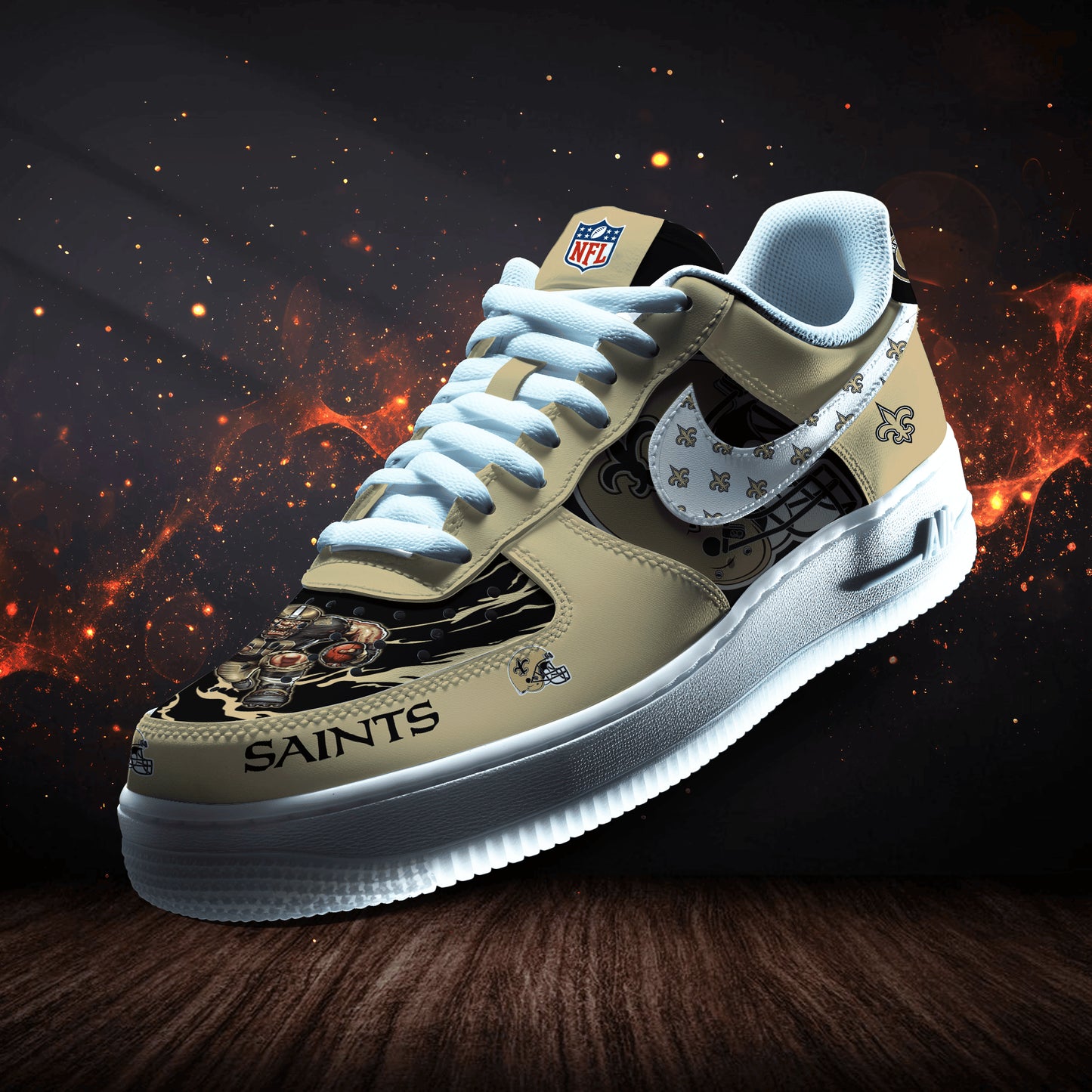 New Orleans Saints Personalized AF1-1 Logo Pattern Sneakers   AZBTAF1000396