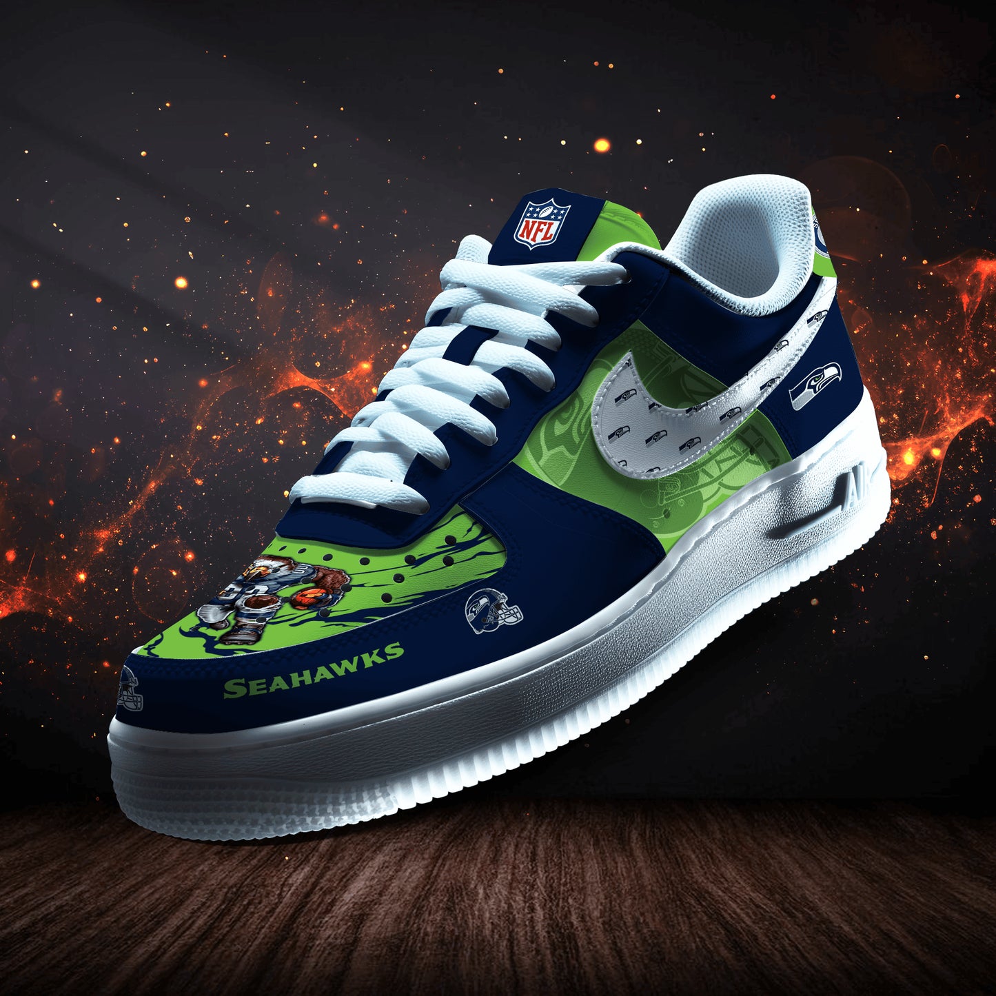 Seattle Seahawks Personalized AF1-1 Logo Pattern Sneakers   AZBTAF1000403