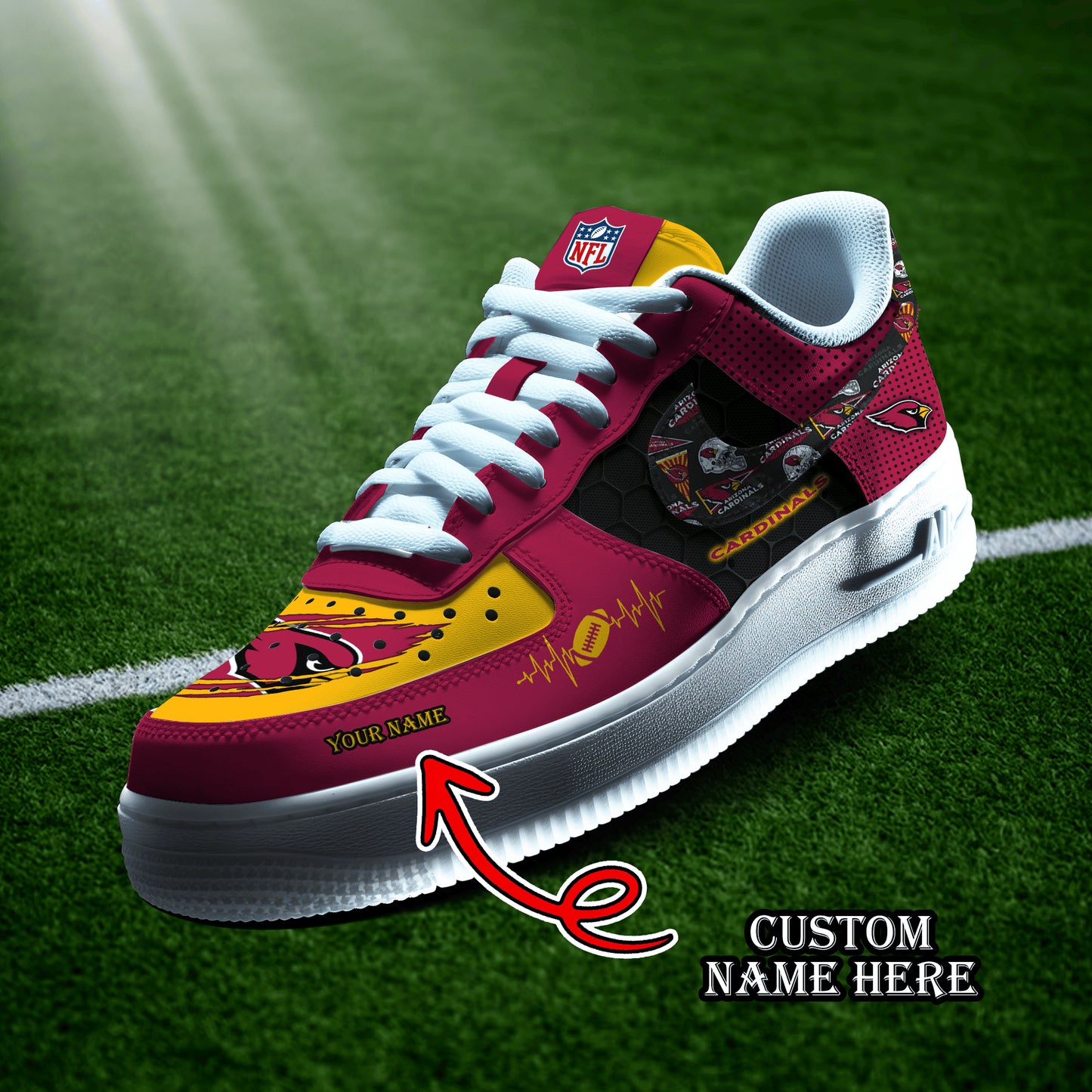 Arizona Cardinals Personalized  AF1-1 Logo Pattern Sneakers  AZBTAF1000407