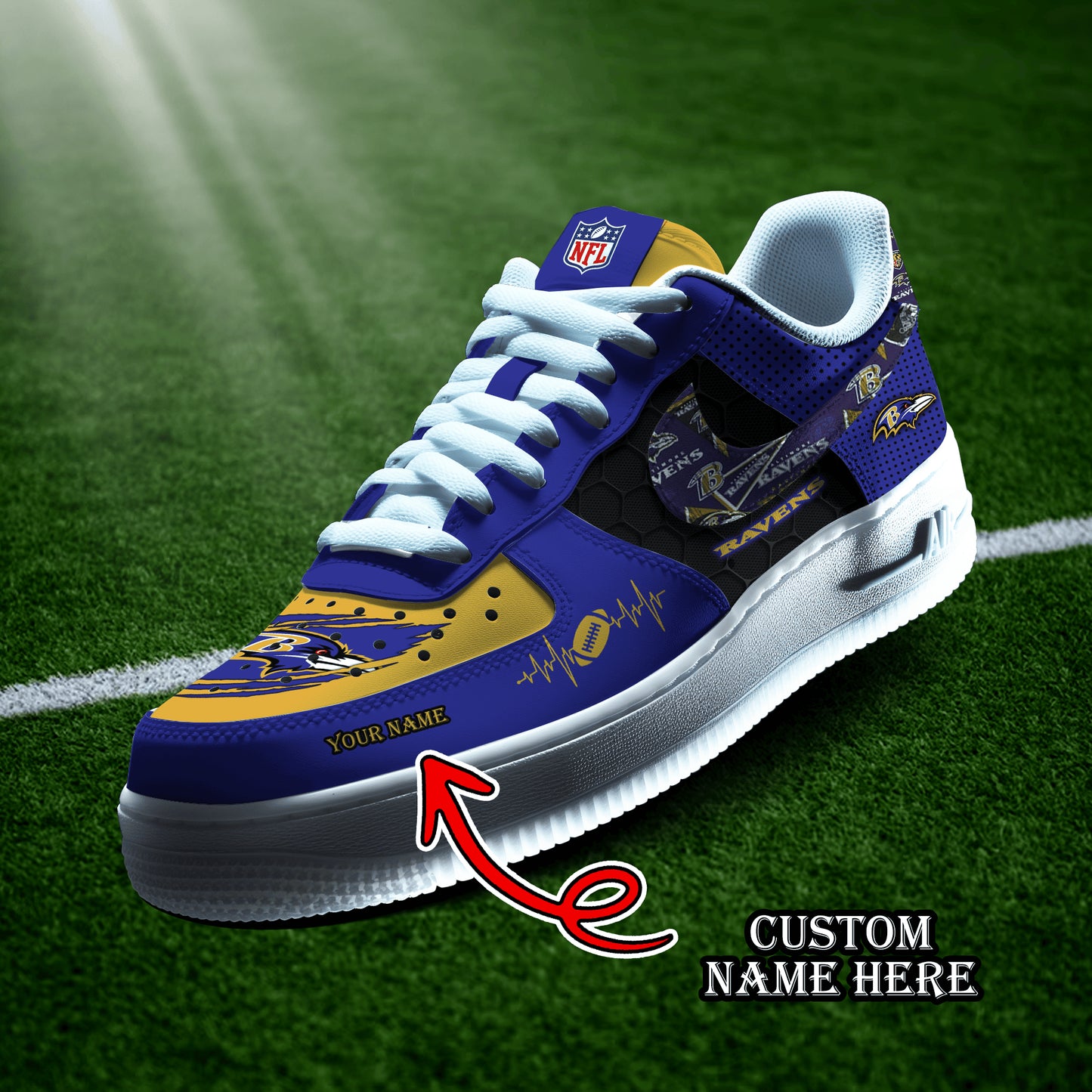 Baltimore Ravens Personalized  AF1-1 Logo Pattern Sneakers  AZBTAF1000410