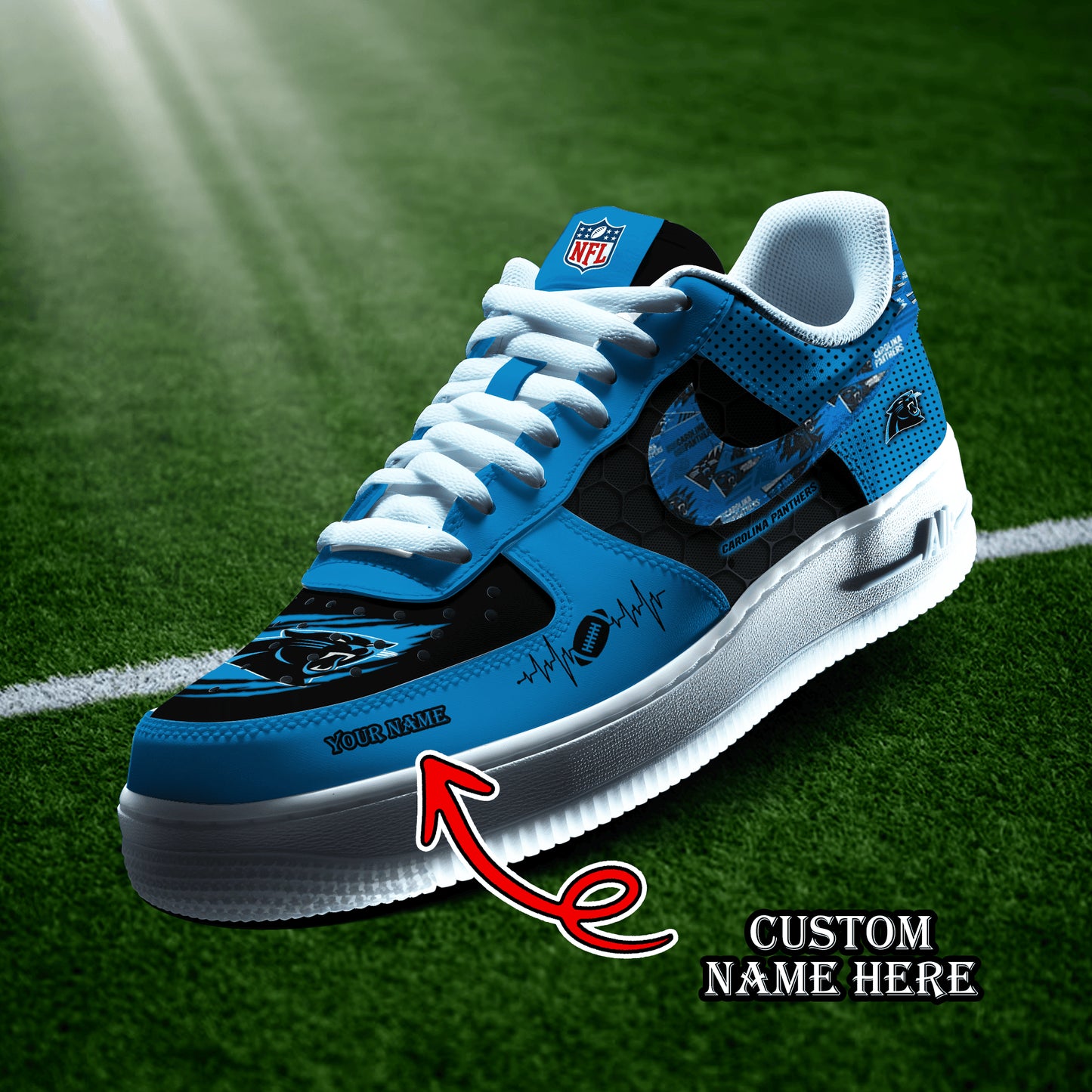 Carolina Panthers Personalized  AF1-1 Logo Pattern Sneakers  AZBTAF1000412