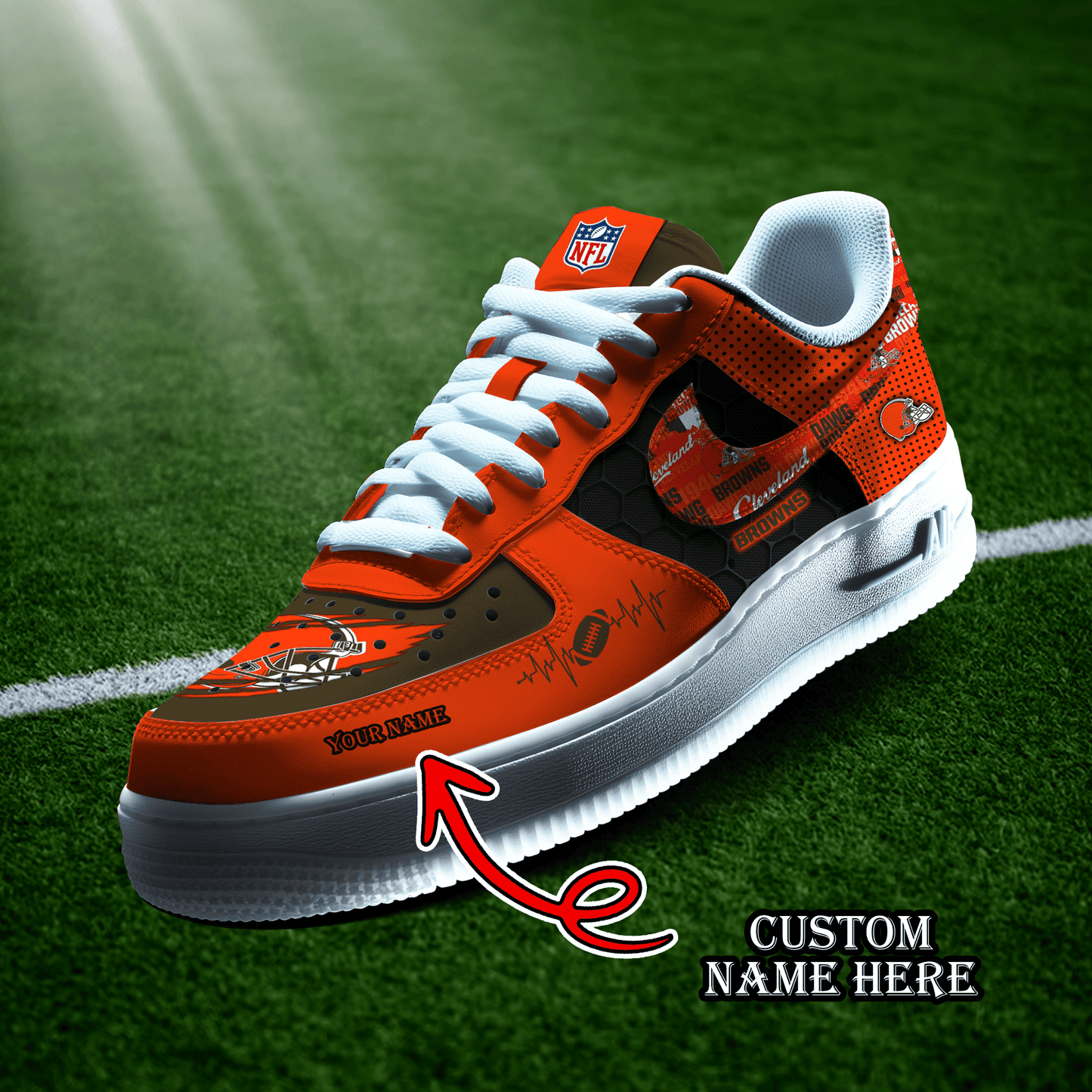 Cleveland Browns Personalized  AF1-1 Logo Pattern Sneakers  AZBTAF1000413