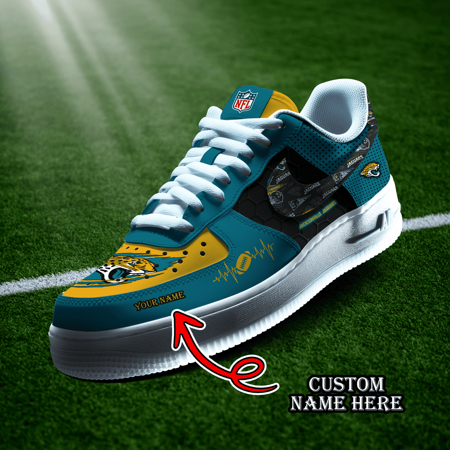 Jacksonville Jaguars Personalized  AF1-1 Logo Pattern Sneakers  AZBTAF1000420