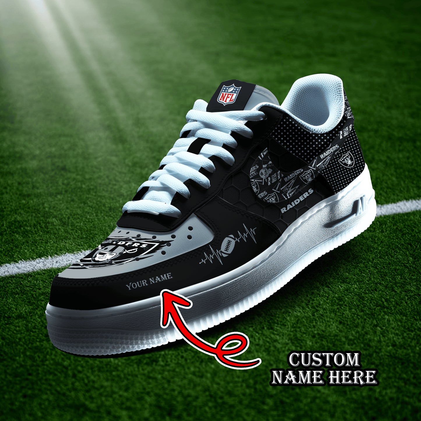Las Vegas Raiders Personalized  AF1-1 Logo Pattern Sneakers  AZBTAF1000423