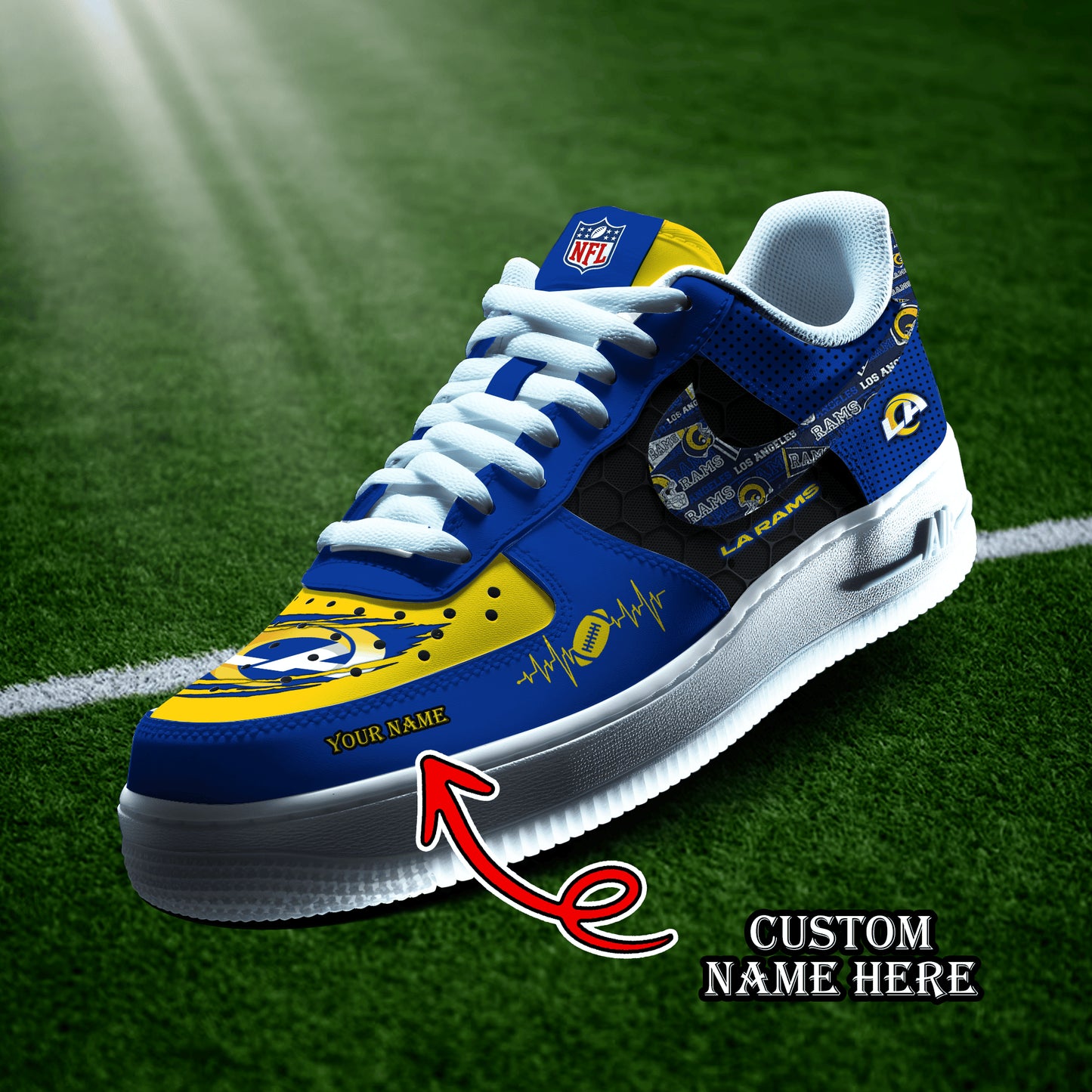 Los Angeles Rams Personalized  AF1-1 Logo Pattern Sneakers  AZBTAF1000424