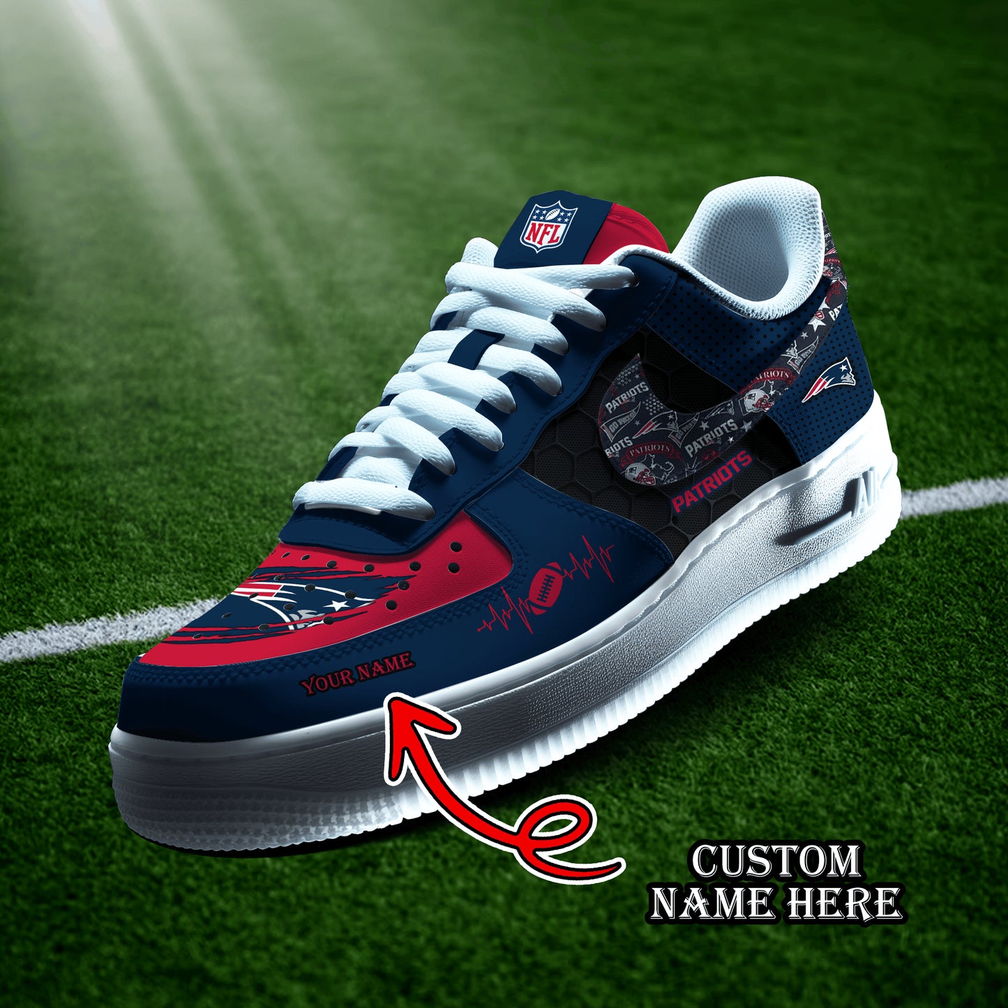New England Patriots Personalized  AF1-1 Logo Pattern Sneakers  AZBTAF1000428