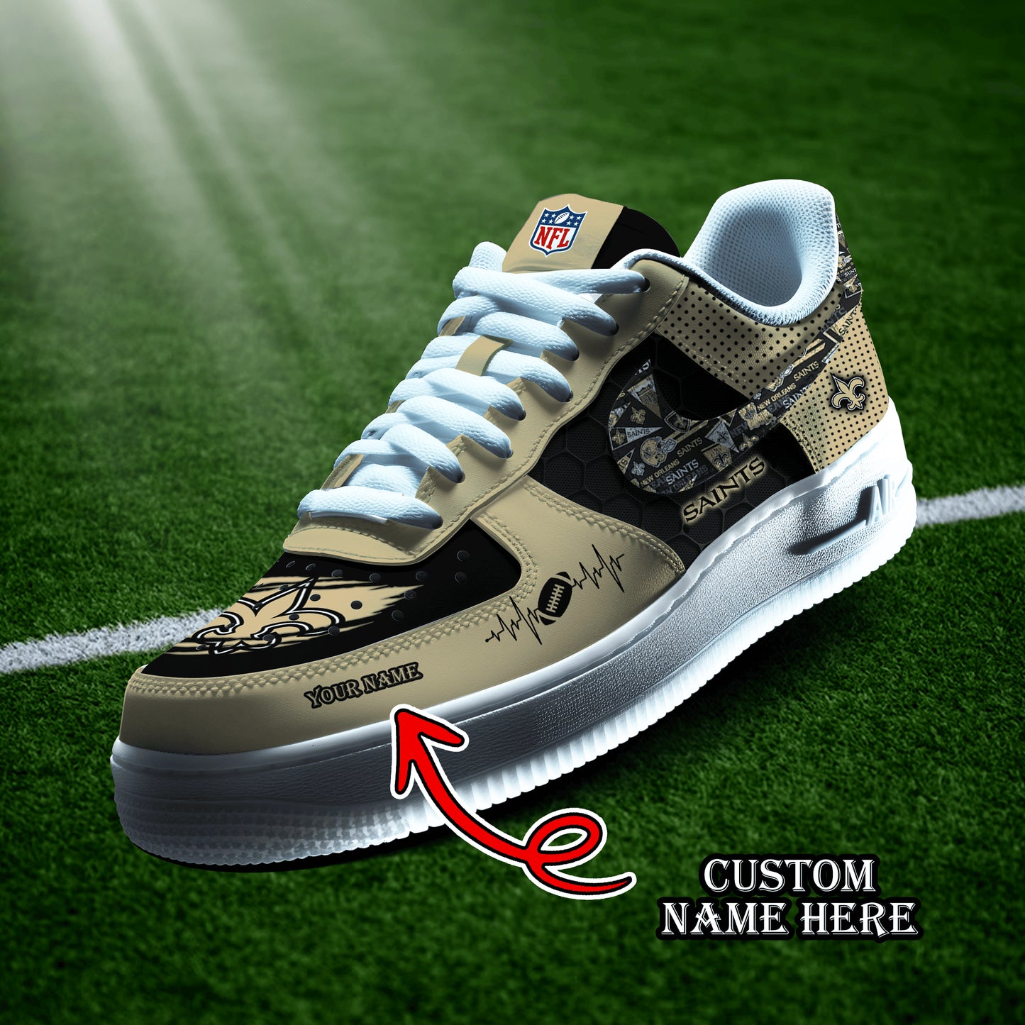 New Orleans Saints Personalized  AF1-1 Logo Pattern Sneakers  AZBTAF1000429