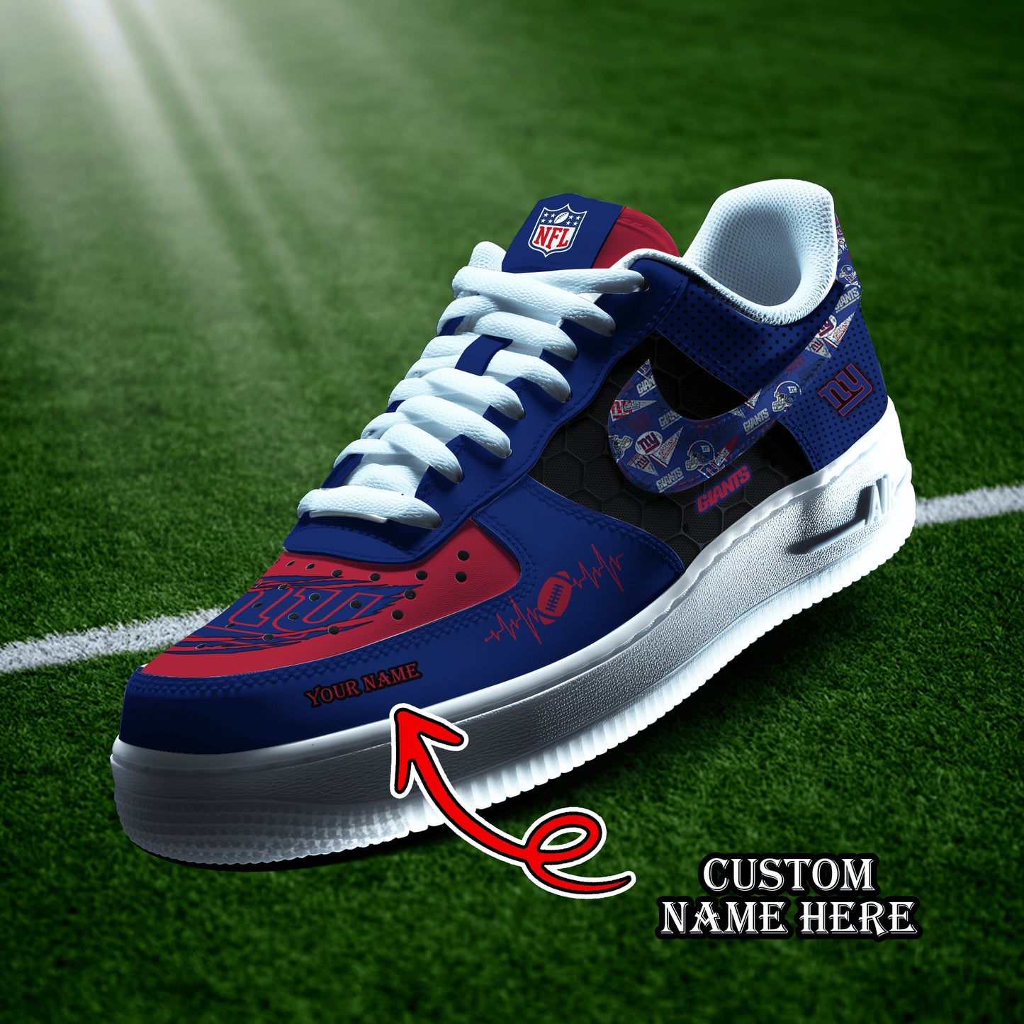 New York Giants Personalized  AF1-1 Logo Pattern Sneakers  AZBTAF1000430