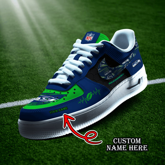 Seattle Seahawks Personalized  AF1-1 Logo Pattern Sneakers  AZBTAF1000434