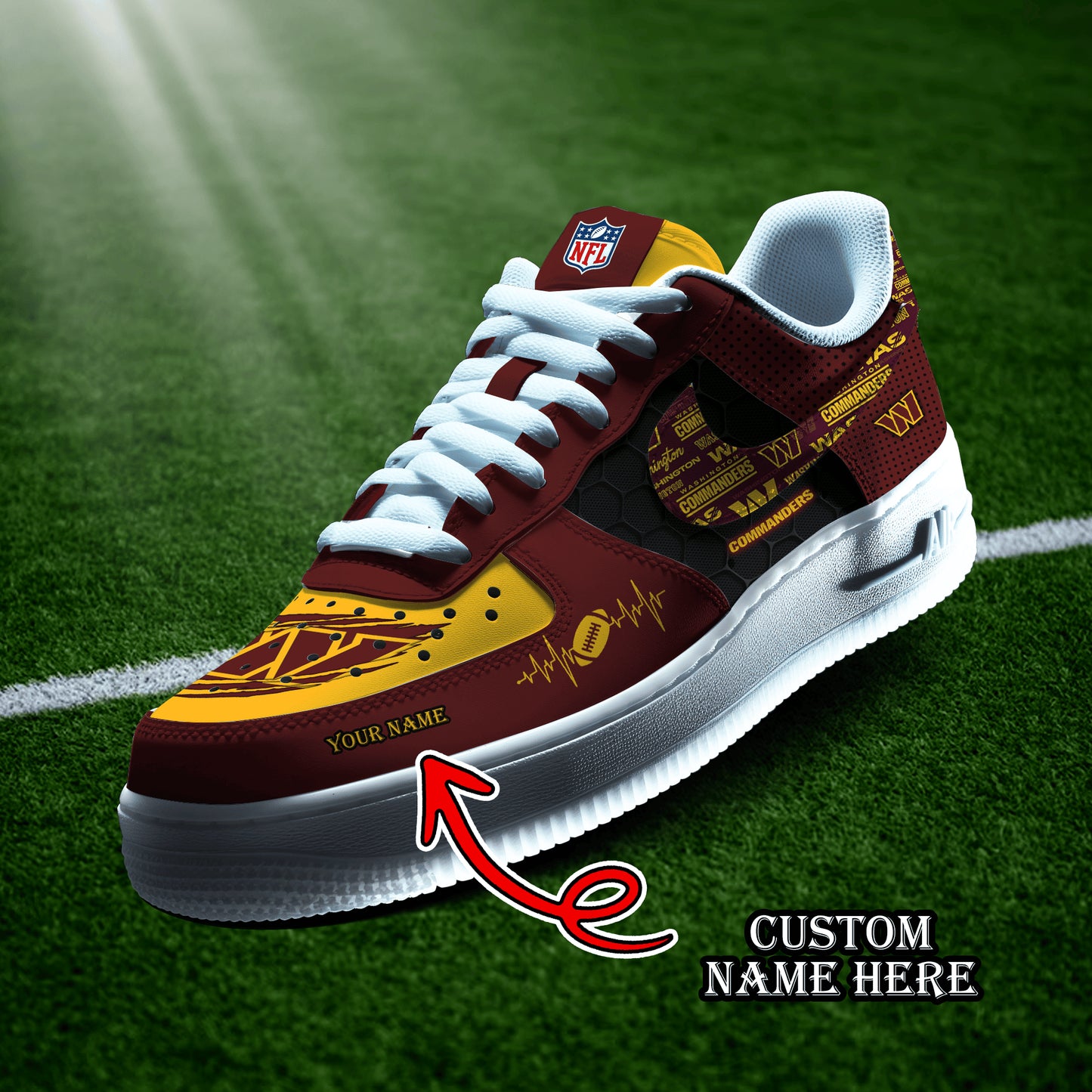 Washington Commanders Personalized  AF1-1 Logo Pattern Sneakers  AZBTAF1000438