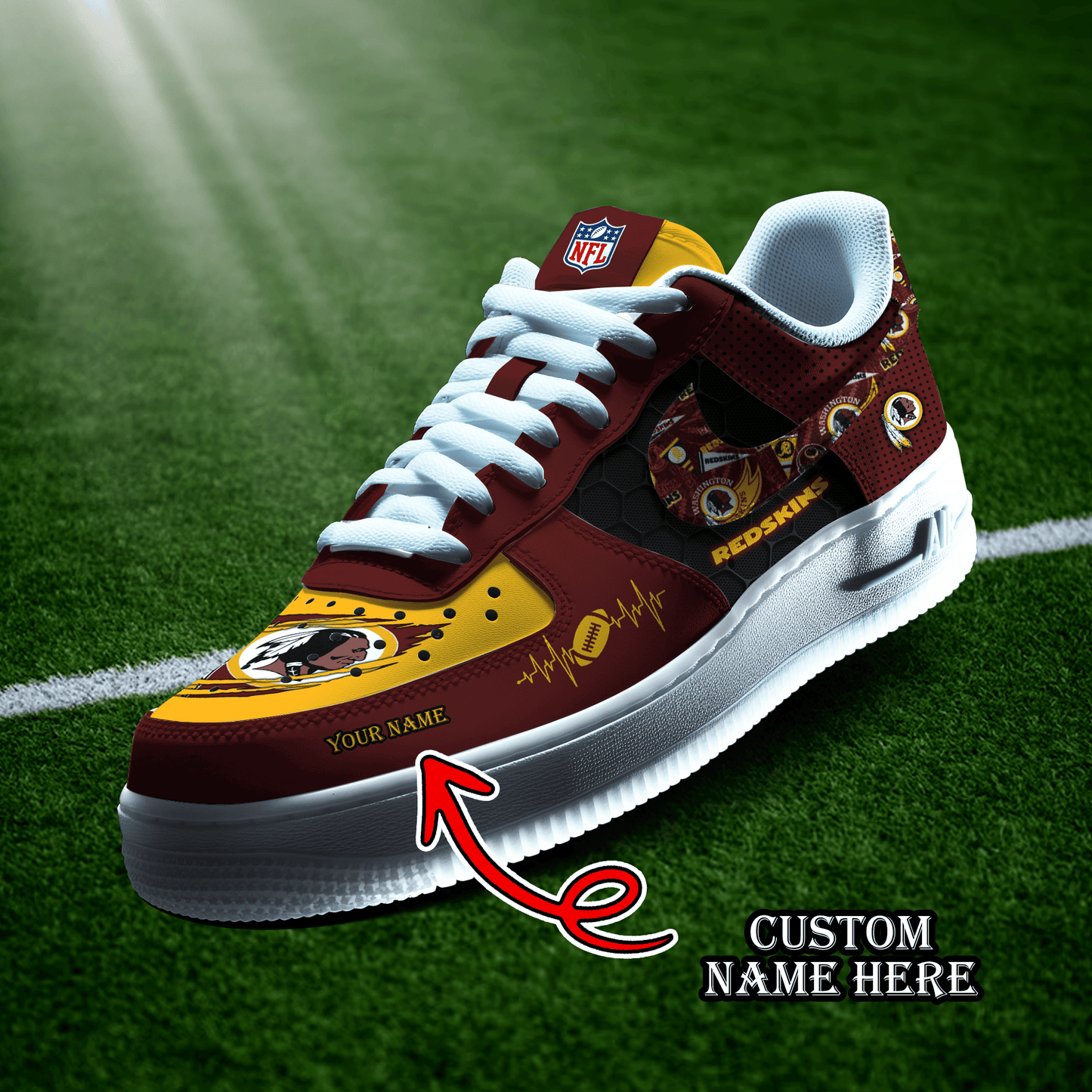 Washington Commanders Personalized  AF1-1 Logo Pattern Sneakers  AZBTAF1000439