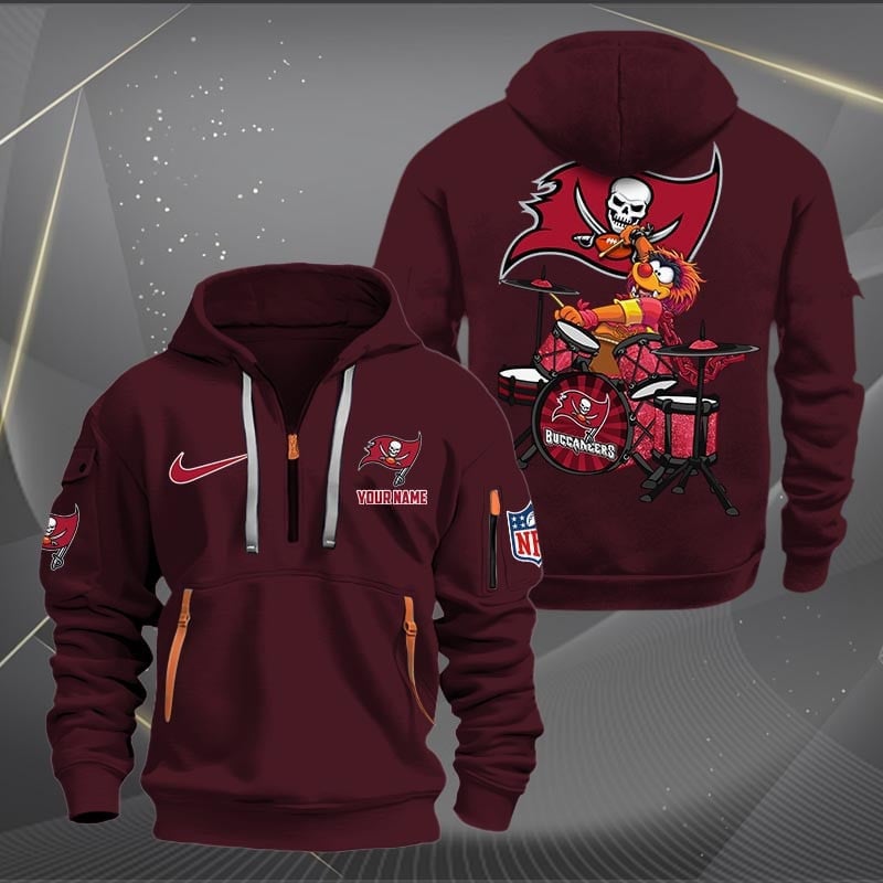 Tampa Bay Buccaneers Premium Personalized Quarter Zip Hoodie AZBTCQZH000029