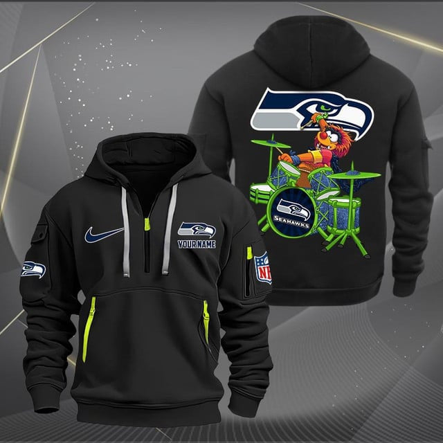 Seattle Seahawks Premium Personalized Quarter Zip Hoodie AZBTCQZH000028