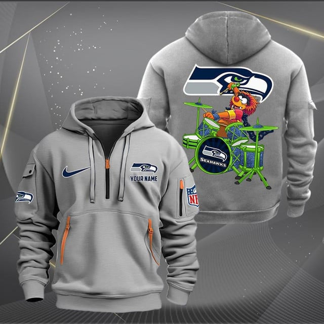 Seattle Seahawks Premium Personalized Quarter Zip Hoodie AZBTCQZH000028