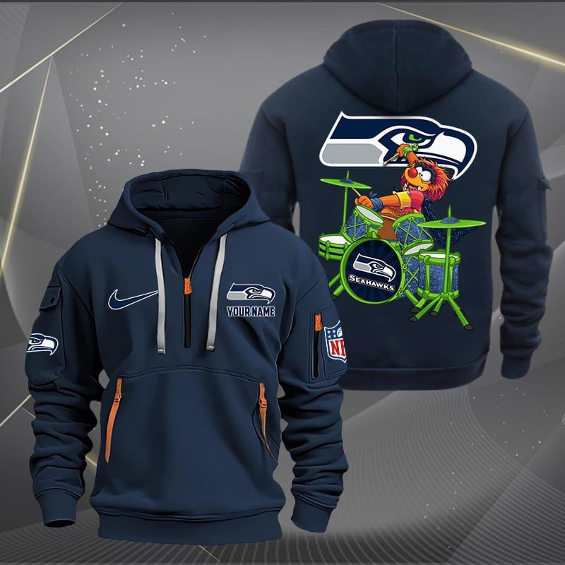 Seattle Seahawks Premium Personalized Quarter Zip Hoodie AZBTCQZH000028