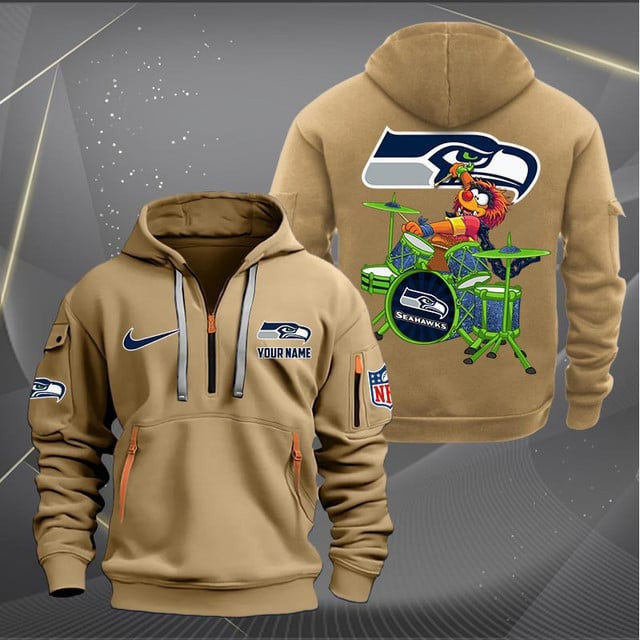 Seattle Seahawks Premium Personalized Quarter Zip Hoodie AZBTCQZH000028