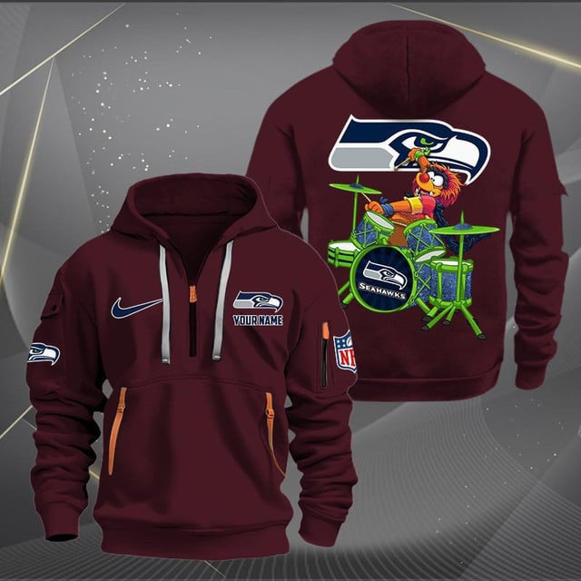Seattle Seahawks Premium Personalized Quarter Zip Hoodie AZBTCQZH000028