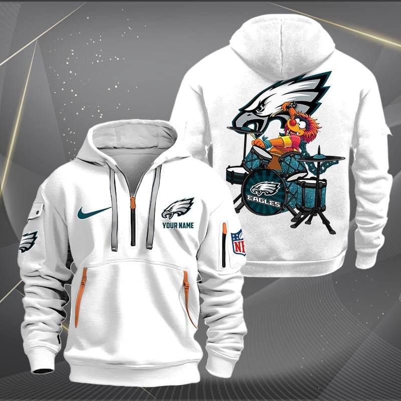 Philadelphia Eagles Premium Personalized Quarter Zip Hoodie AZBTCQZH000026