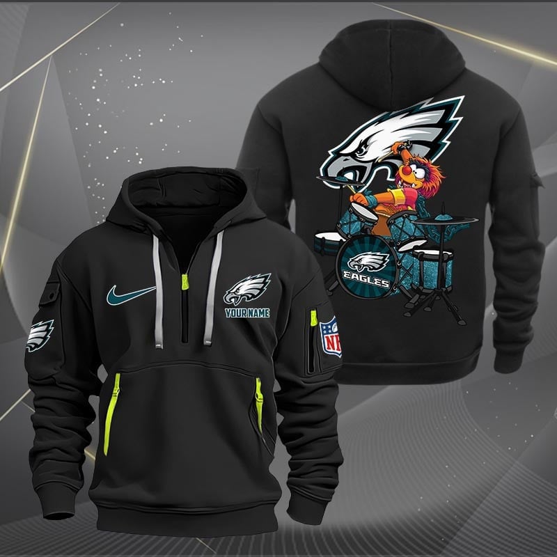 Philadelphia Eagles Premium Personalized Quarter Zip Hoodie AZBTCQZH000026