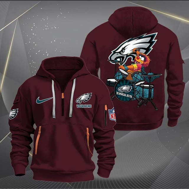Philadelphia Eagles Premium Personalized Quarter Zip Hoodie AZBTCQZH000026