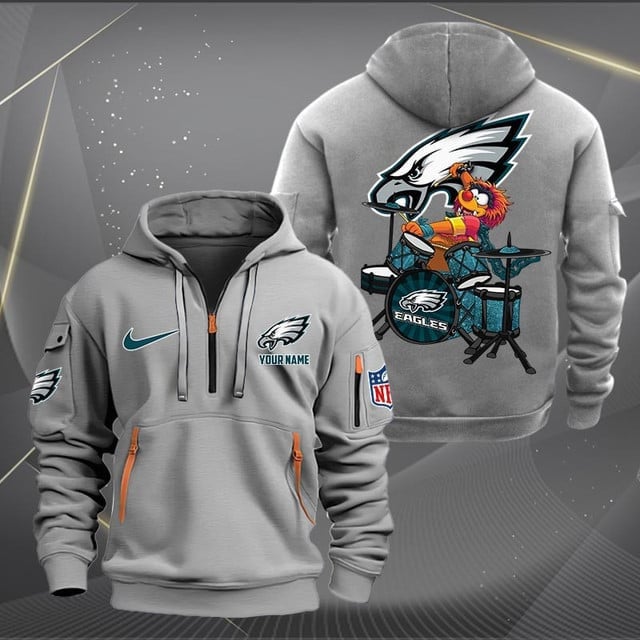 Philadelphia Eagles Premium Personalized Quarter Zip Hoodie AZBTCQZH000026