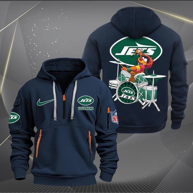 New York Jets Premium Personalized Quarter Zip Hoodie AZBTCQZH000025