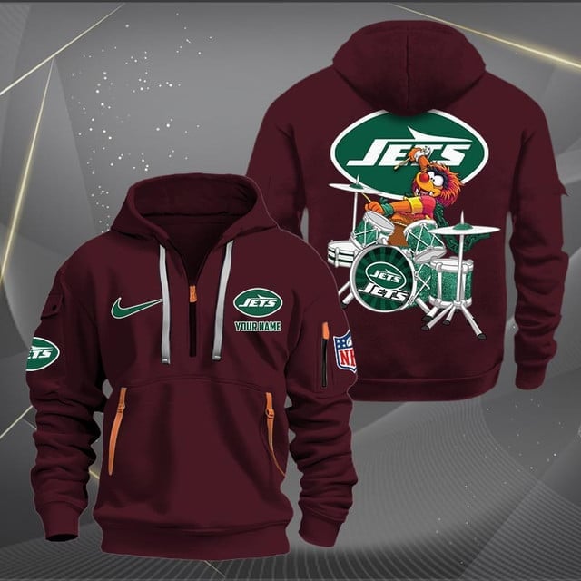 New York Jets Premium Personalized Quarter Zip Hoodie AZBTCQZH000025