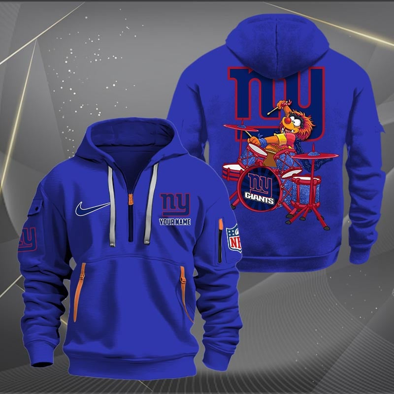 New York Giants Premium Personalized Quarter Zip Hoodie AZBTCQZH000024