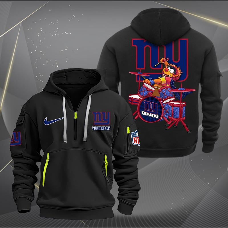 New York Giants Premium Personalized Quarter Zip Hoodie AZBTCQZH000024