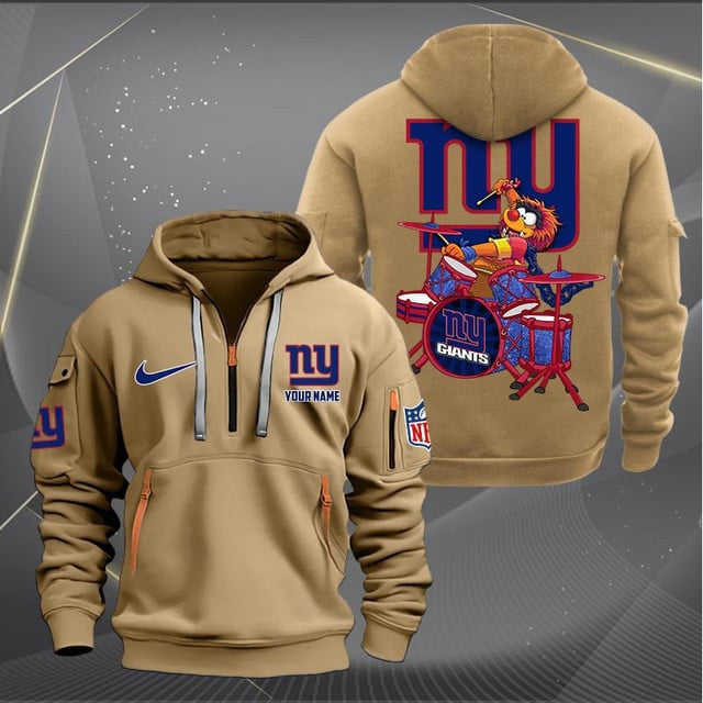 New York Giants Premium Personalized Quarter Zip Hoodie AZBTCQZH000024