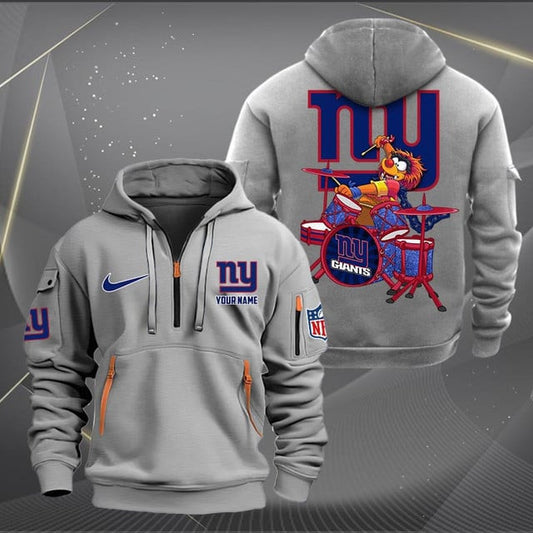 New York Giants Premium Personalized Quarter Zip Hoodie AZBTCQZH000024