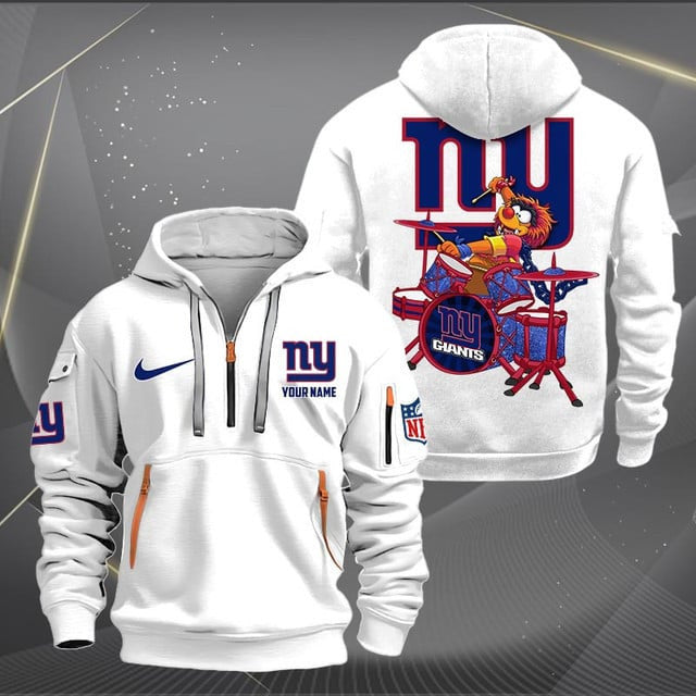 New York Giants Premium Personalized Quarter Zip Hoodie AZBTCQZH000024