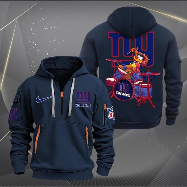 New York Giants Premium Personalized Quarter Zip Hoodie AZBTCQZH000024