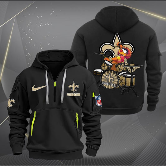 New Orleans Saints Premium Personalized Quarter Zip Hoodie AZBTCQZH000023