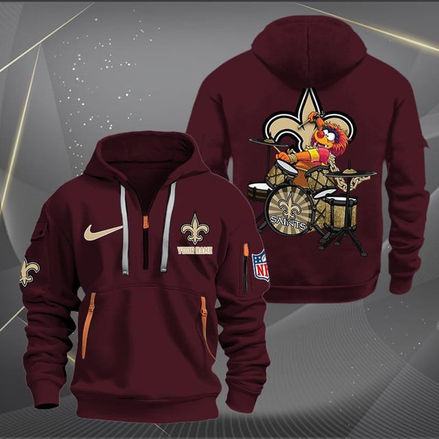 New Orleans Saints Premium Personalized Quarter Zip Hoodie AZBTCQZH000023