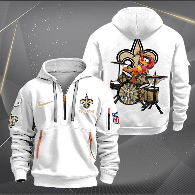 New Orleans Saints Premium Personalized Quarter Zip Hoodie AZBTCQZH000023