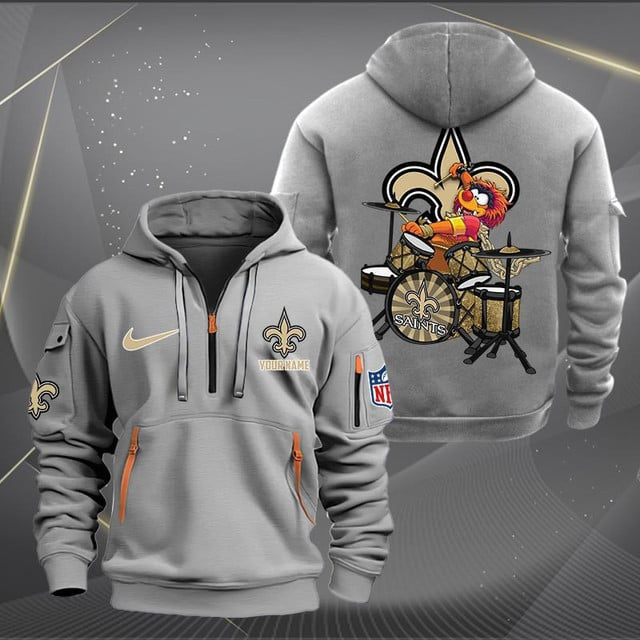 New Orleans Saints Premium Personalized Quarter Zip Hoodie AZBTCQZH000023