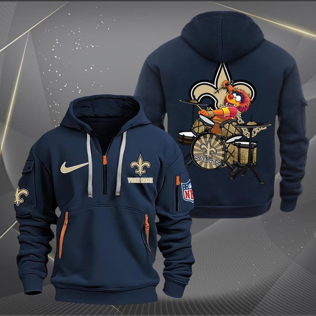 New Orleans Saints Premium Personalized Quarter Zip Hoodie AZBTCQZH000023