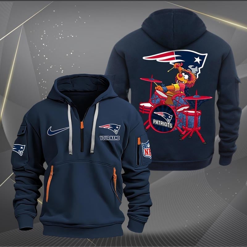 New England Patriots Premium Personalized Quarter Zip Hoodie AZBTCQZH000022