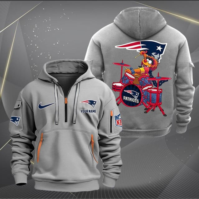 New England Patriots Premium Personalized Quarter Zip Hoodie AZBTCQZH000022