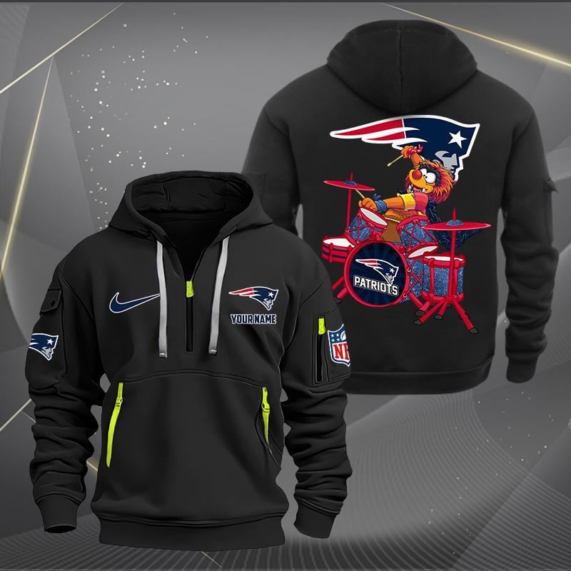 New England Patriots Premium Personalized Quarter Zip Hoodie AZBTCQZH000022