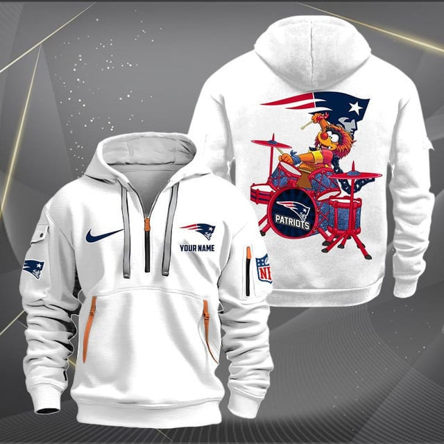 New England Patriots Premium Personalized Quarter Zip Hoodie AZBTCQZH000022
