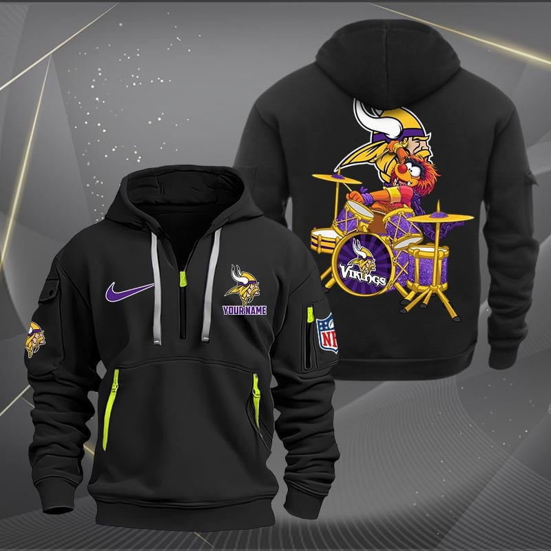 Minnesota Vikings Premium Personalized Quarter Zip Hoodie AZBTCQZH000021